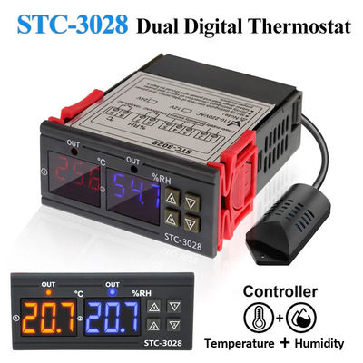 STC-3028 AC 220V DC 12V-24V Bộ điều khiển độ ẩm kỹ thuật số Thiết bị giám sát năng lượng kép