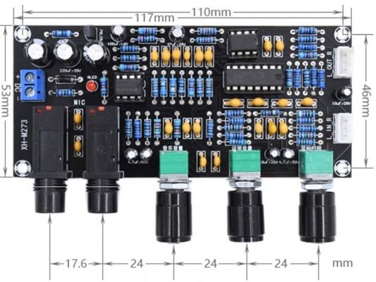 PT2399 NE5532 Thẻ khuếch đại micrô với DC12-24V điện áp làm việc cho khuếch đại âm thanh Stereo