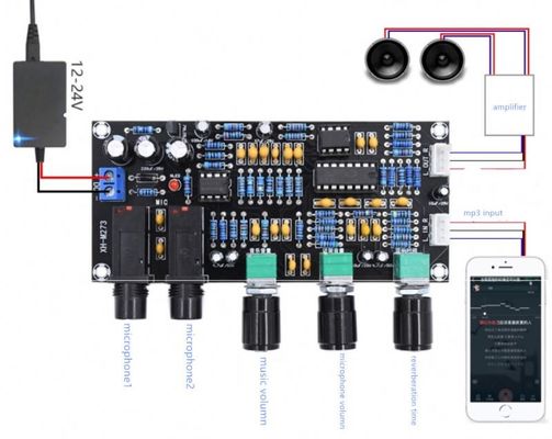 PT2399 NE5532 Thẻ khuếch đại micrô với DC12-24V điện áp làm việc cho khuếch đại âm thanh Stereo