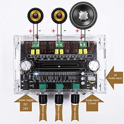 Mô-đun khuếch đại âm thanh 3 kênh DC 6-100V với công suất đầu ra 80W*2+100W cho hệ thống âm thanh chuyên nghiệp