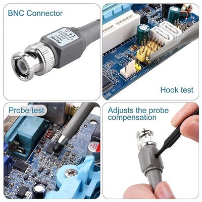 1 cái 2 cái P6100 BNC Công cụ kiểm tra Máy đo dao động Bộ đầu dò 100 MHz 1X 10X Clip