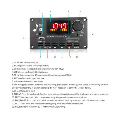 Bộ giải mã MP3 Mô-đun âm thanh Bluetooth 80W DC 5V-26V ICCS8673E