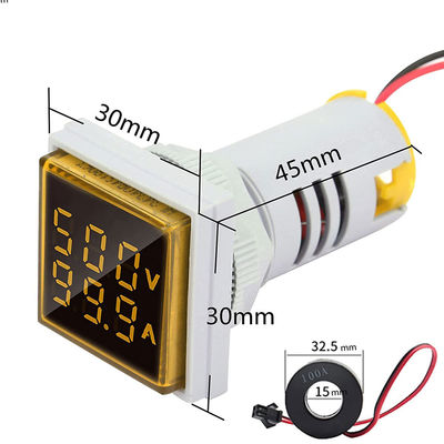Vôn kế kỹ thuật số LED vuông và Ampe kế điện áp 110V 220V