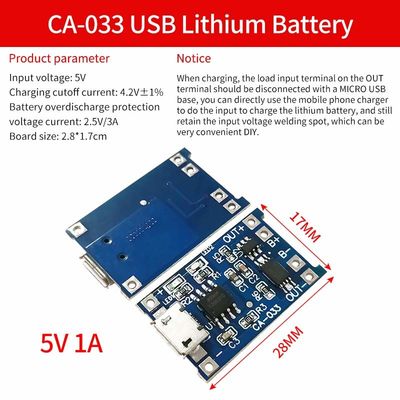 CA-033 BMS Bảng bảo vệ pin Mô-đun sạc pin lithium 4.5V-5V