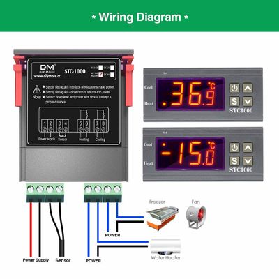 Màn hình LCD 10A Bộ điều khiển độ ẩm kỹ thuật số Cảm biến NTC AC 110V-220V Bộ điều chỉnh giám sát