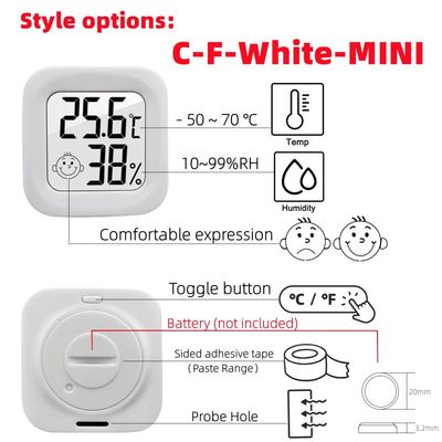Bộ điều khiển nhiệt kế kỹ thuật số ABS Máy đo độ ẩm nhiệt độ 4,3 * 4,3 * 1,2cm
