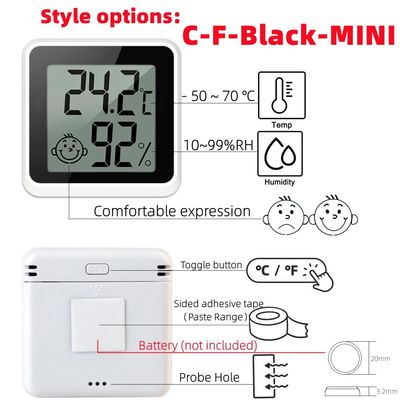Bộ điều khiển nhiệt kế kỹ thuật số ABS Máy đo độ ẩm nhiệt độ 4,3 * 4,3 * 1,2cm