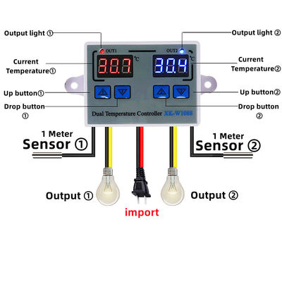 Bộ điều khiển nhiệt kế kỹ thuật số LED kép Hệ thống sưởi điện 220v