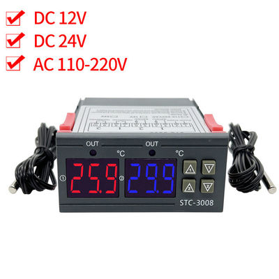 Bộ điều khiển nhiệt kế kỹ thuật số STC-3008 Hai đầu ra rơle có đầu dò 12V 24V 220V