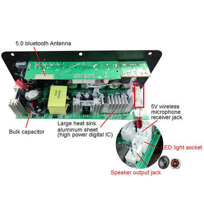 D100W Bluetooth 5.0 Power Amplifier Board AC 220V DC 12-24V 5V Mô-đun không dây cho 8-12 inch