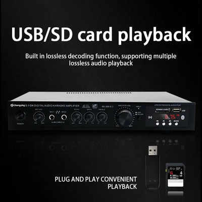 LDZS 5.1 kênh chuyên nghiệp âm thanh khuếch đại Ktv Nhà hát Hệ thống 2 Mics Input Speaker Mixer
