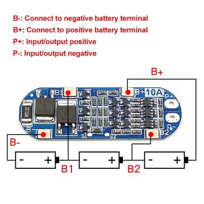 3S 10A pin lithium Li-ion 18650 Bộ sạc BMS Ban bảo vệ pin 11.1V 12.6V
