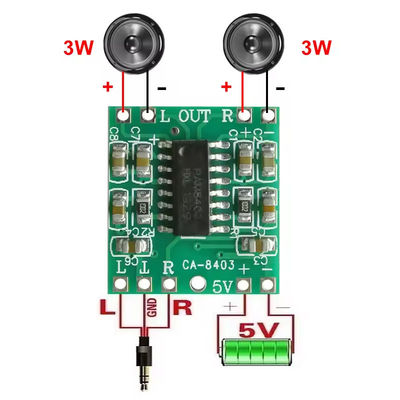 CA-8403 Mô-đun âm thanh bộ khuếch đại siêu nhỏ Mô-đun bộ khuếch đại lớp d 2x3W