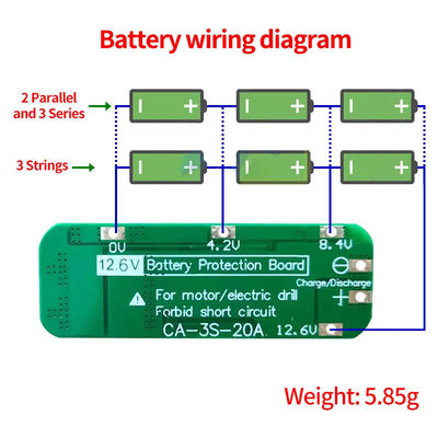 CA-3S-20A-E 11.1V 12V 12.6V BMS Ban bảo vệ pin Lithium 3s Bms Module