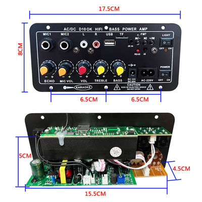 D10 BT Amplifier Audio Board với 200W Peak Power Bluetooth 5.0 và Dual Microphone Input cho Karaoke