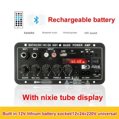 24V/220V Car Amplifier Mono Audio Amplifier với 120W Power Dual Microphone và Bluetooth cho Subwoofer và Karaoke