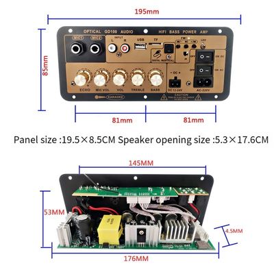 Bảng khuếch đại mono 100W BT với 2.0 kênh cho âm thanh gia đình và xe hơi