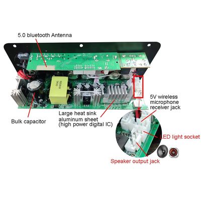 Bảng khuếch đại âm thanh xe hơi 100-300W với Bluetooth 5.0 và đầu vào micrô kép cho Karaoke và Subwoofer