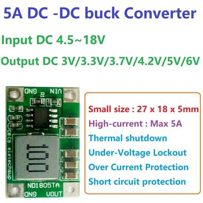 Thang máy chuyển đổi DC-DC loại gắn tiêu chuẩn cho điều chỉnh điện áp từ 4,5V-18V đến 3V-6V