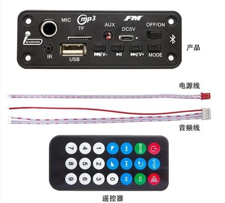 Thẻ kiểu BT 5.0 FM Radio MP3/WAV Audio Decoder Board với 2x3W Amplifier và Voice Recorder