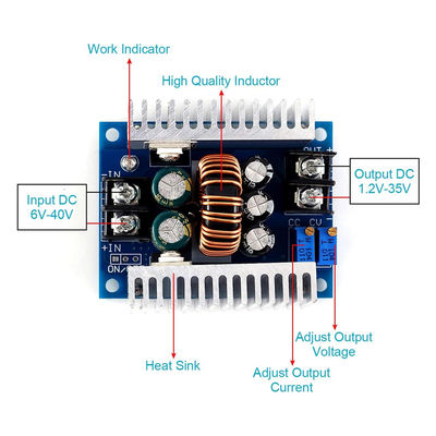 300W 20A DC-DC Buck Converter Step Down Module với phạm vi giới hạn dòng 0.2-20A