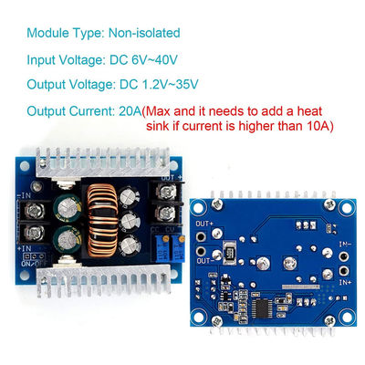 300W 20A DC-DC Buck Converter Step Down Module với phạm vi giới hạn dòng 0.2-20A