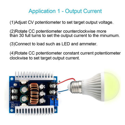 300W 20A DC-DC Buck Converter Step Down Module với phạm vi giới hạn dòng 0.2-20A