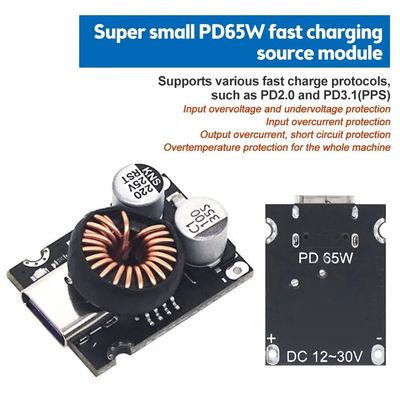 QC4.0 QC3.0 USB PD65W Type-C Fast Charging Adapter Module với kiểu gắn tiêu chuẩn