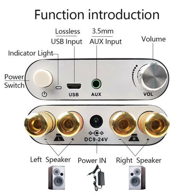 Mô-đun Bộ khuếch đại công suất âm thanh 50W * 2 BT 5.0 Bộ khuếch đại thu âm thanh nổi kênh đôi 2.0