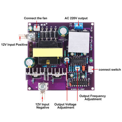 Loại lắp đặt tiêu chuẩn 300W Boost Converter 12V đến 220VAC 50Hz DC-AC Step-up Inverter