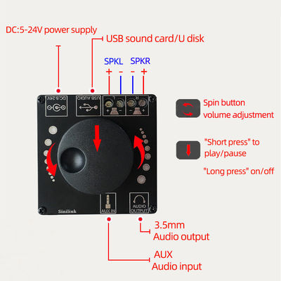 Bảng khuếch đại công suất kỹ thuật số kênh đôi 2x50W với chất lượng âm thanh BT 5.0 và HIFI