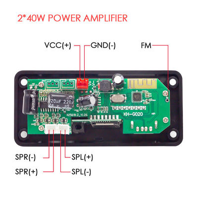 FLAC hỗ trợ 2 * 40W Car Bluetooth Audio Motherboard để giải mã âm nhạc không mất mát