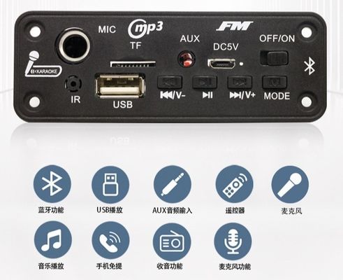 2X3W BT 5.0 Decoder Board với FM Radio và MP3 Player Module cho Audio Playback
