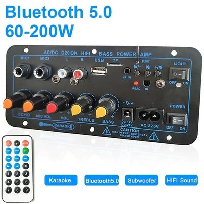 D20 60-200W BT Amplifier Board Car Stereo Amplifier Subwoofer USB FM Radio TF Player Microphone kép