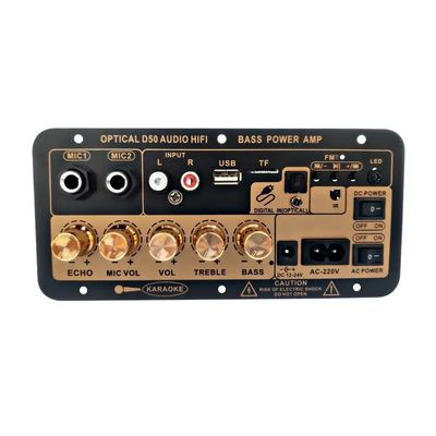 D50 bảng khuếch đại với âm thanh quang học BT 5.0 AMP USB FM Radio TF Player cho nhà và xe hơi