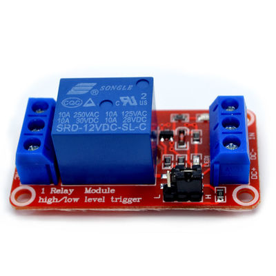 Contact Load 12V 1 Channel Relay Module với Optocoupler Isolation trên bảng PCB màu đỏ