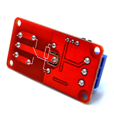 Contact Load 12V 1 Channel Relay Module với Optocoupler Isolation trên bảng PCB màu đỏ