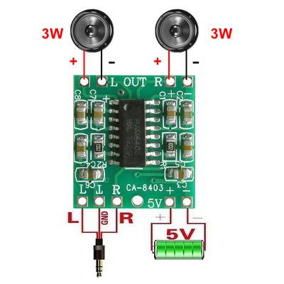 Bảng âm thanh công suất lớp D với bộ khuếch đại tuyến tính 6W PAM8403 5V CA-8403 Điện áp tiêu chuẩn