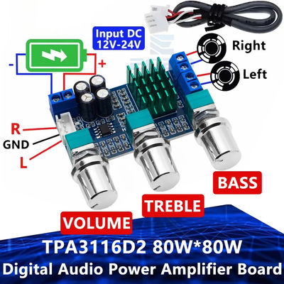 80W x 2 Đĩa khuếch đại âm thanh kỹ thuật số kênh kép TPA3116D2 Mô-đun có hiệu suất cao >90%