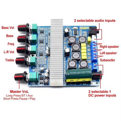 50W*2 100W TPA3116D2 BT 5.0 HIFI Digital Power Subwoofer Amplifier Board cho âm thanh