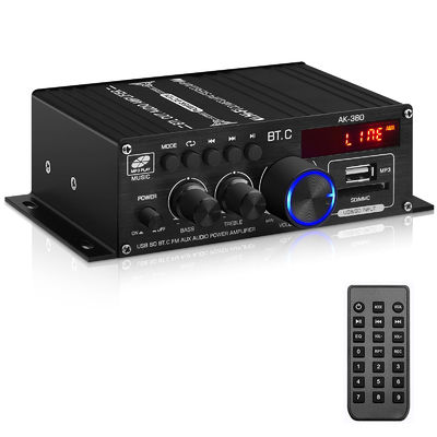 AK-380 USB SD Audio Power Amplifier 400W 2.0 CH HiFi Stereo AMP Speaker Bluetooth 5.0 Amp Receiver với điều khiển từ xa cho nhà