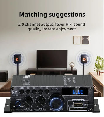 AK-380 5.0 Amplifier 2.0 Channel Car Home Theater Amplifier Mini HIFI Digital Audio Amplifiers Stereo USB OTG Input