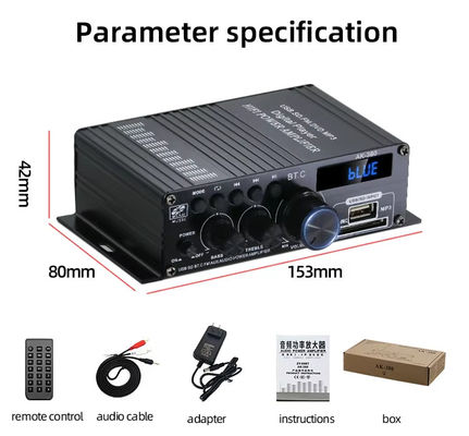 Bộ khuếch đại âm thanh Bluetooth v5.0 AK-380 2.0 kênh với công suất đầu ra 100-300W cho rạp hát tại nhà