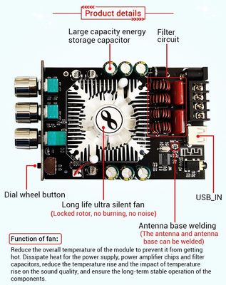 ZK-1602T 2 * 160W 2.0 Channel Digital Power Amplifier Module Class D Audio Stereo BT 5.0 Subwoofer Amplifier Board ZK-1602T