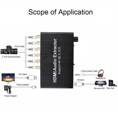 HDMI đến 3.5mm RCA Analog Audio Converter Extractor Decoder Amplifier cho PS4 DVD 5.1 Channel Sound Splitter Private Mold