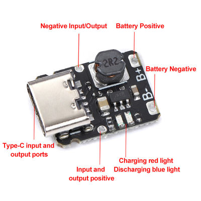3.7V 4.2V 18650 Lithium pin sạc Boost Power Board Bảo vệ loại c Giải pháp sạc và xả 5V lý tưởng