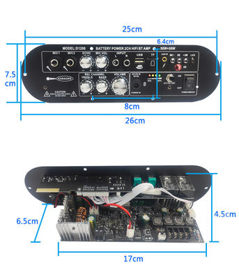 D1200 2.0 kênh 50W + 50W BT bảng khuếch đại kỹ thuật số 12V Sạc lại cho sử dụng DJ gia đình xe hơi