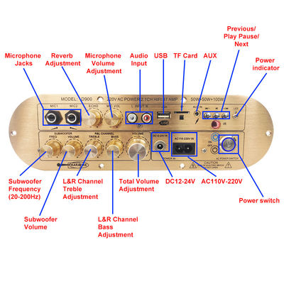 D900 2x50W + 100W Home Amplifier công suất cao với bảng IC Bluetooth nhập khẩu 2.1 kênh Subwoofer âm thanh cao và thấp