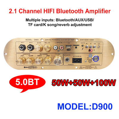 Bộ khuếch đại gia đình D900 2x50W + 100W công suất cao với bảng Bluetooth IC nhập khẩu 2.1 kênh