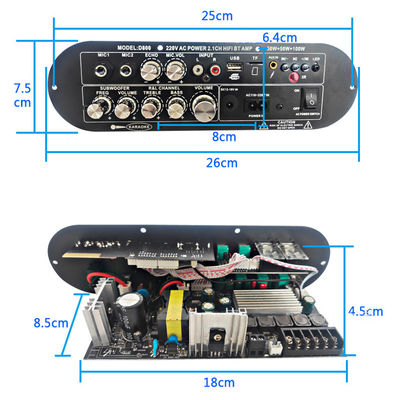 D800 DJ chuyên nghiệp / Karaoke Bluetooth Digital Amplifier Board 2.0 Channel 12V Rechargeable Subwoofer Tầm cao / thấp